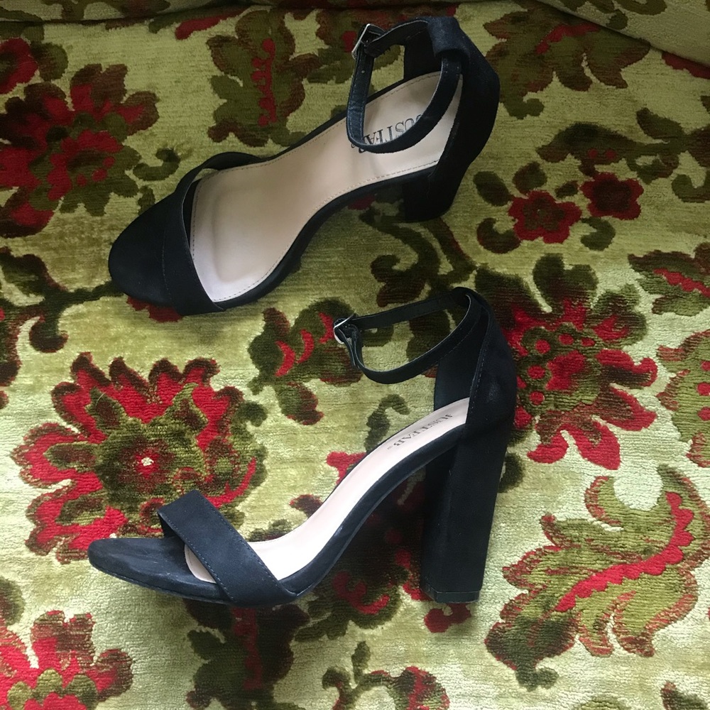 Black open toe high heels